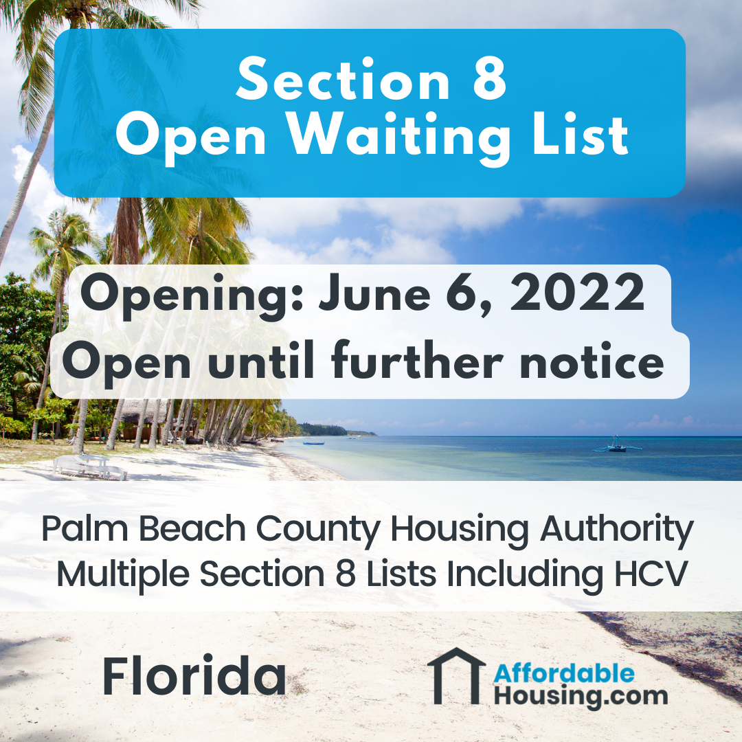Multiple Section 8 lists opening in Palm Beach County, Florida